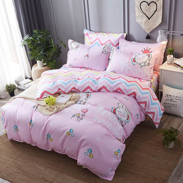 

солнцестояние мультфильм розовый постельное белье с геометрическим рисунком постельное белье пододеяльник простыня наволочки комплект