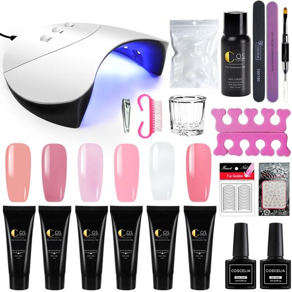 

coscelia manicure set extend builder poly gel kits finger nail extension uv led acrylic builder gel nail lamp crystal jelly