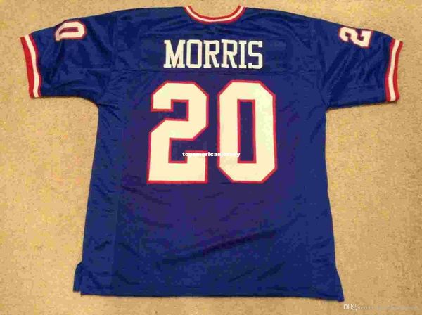 

retro custom sewn stitched #20 joe morris blue mitchell & ness jersey s-5xl,6xl men's football jerseys rugby, Black;blue