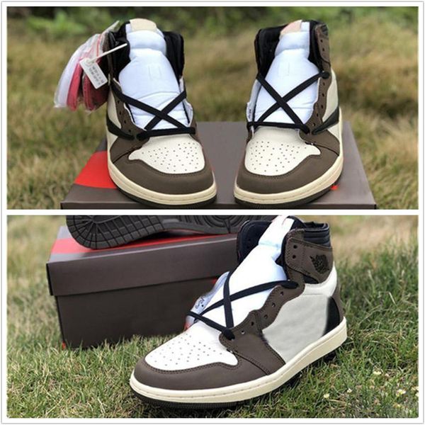 

2018 travis scott logo 1s og high one basketball shoes brown scott mens designer sneakers 1 skate trainers 3m