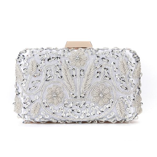 

wholesale factory direct new style handmade beaded evening bag vintage clutch purse with satin for wedding/banquet/party/porm