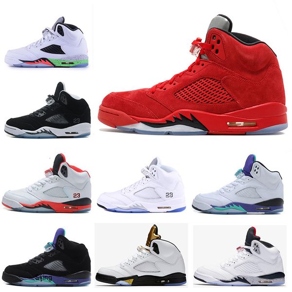 

2020 new red suede shoes 5 fashion mens basketball shoes blue suede university red raging bull 3m reflect sports sneakers