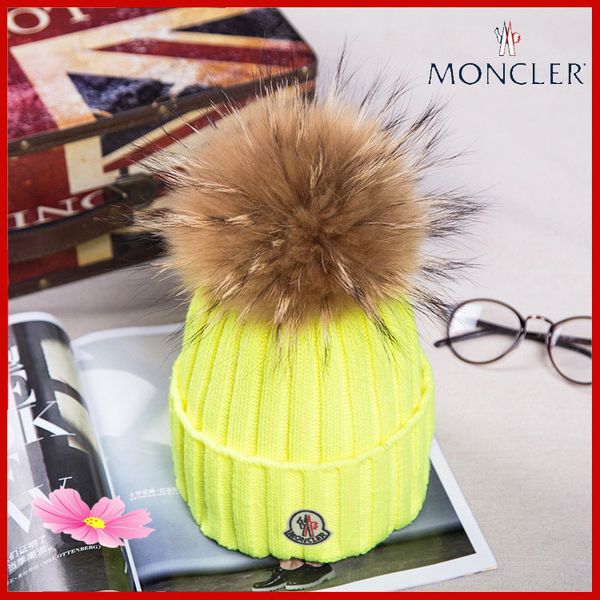 

2019 new winter knitted real raccoon hat thicken beanie with 15cm real raccoon fur pompom warm girl cap napback pompon beanie hat, Blue;gray