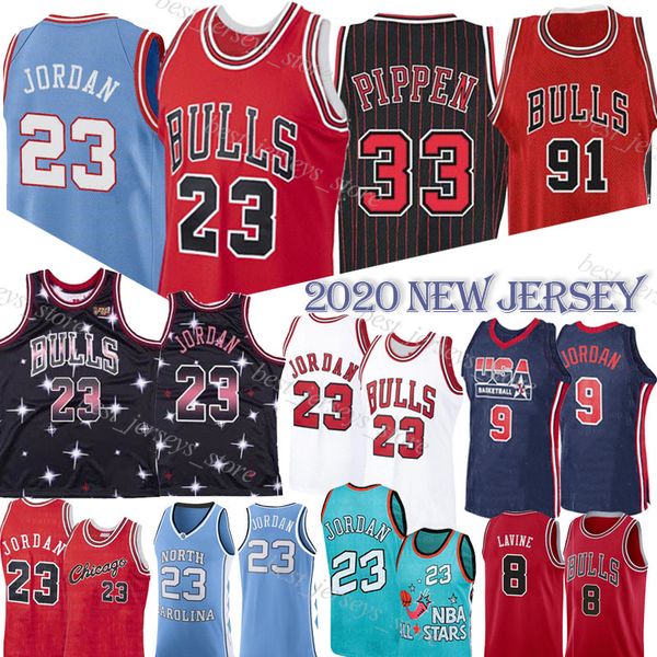 

2020 ncaa 33 pippen 23 michael basketball jerseys 91 rodman 45 college north carolina state university mj bsketball jerseys, Black;red