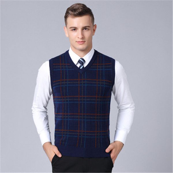 

mens sweaters autumn winter jacket men warm pullovers sleeveless v neck knitted vest femme elegant casual sweater vests, Black;white