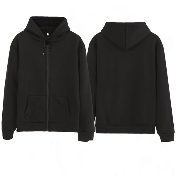 

zipper капюшон сплошного цвета чистой одежда улицы ветра куртка осень балахон с капюшоном пуловер толстовка спортивными, Black