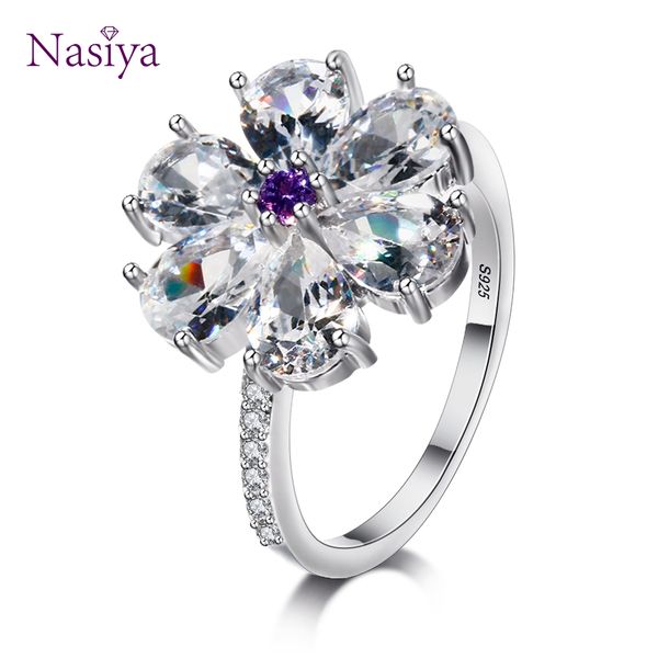 

new design flower wedding engagement rings for women finger fashion 925 silver jewelry ring drop shipping wholesale gifts, Golden;silver