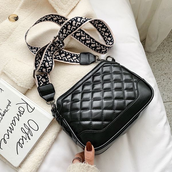 

popular women's bags 2019 new korean version of women's wide shoulder belt slant bag fashion simple rhombus single shoulder bag