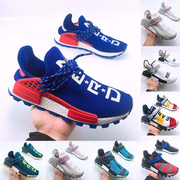

2019 New Human Race Mens Womens Running Shoes Pharrell Williams HU Kids Youth Fashion Luxury Designer Trainers Casual Sneakers Shoes