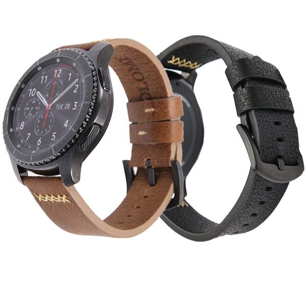 

leather strap for samsung gear s3 frontier classic galaxy watch active 46mm band huami amazfit bip 22mm bracelet huawei gt/2 pro, Black;brown