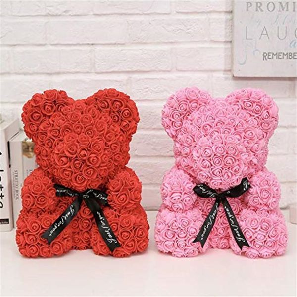 

40 cm pink rose bear forever rose bear perfect for gender reveal mother's day anniversary gifts and rose anniversary christmas valentin