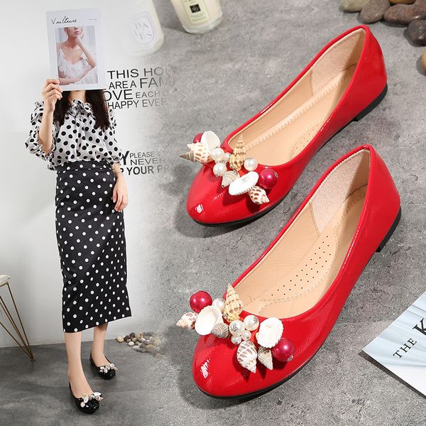 

2019 women shoes shallow mouth casual female sneakers round toe autumn pearl decorateion dress nurse new fall beading rubber, Black