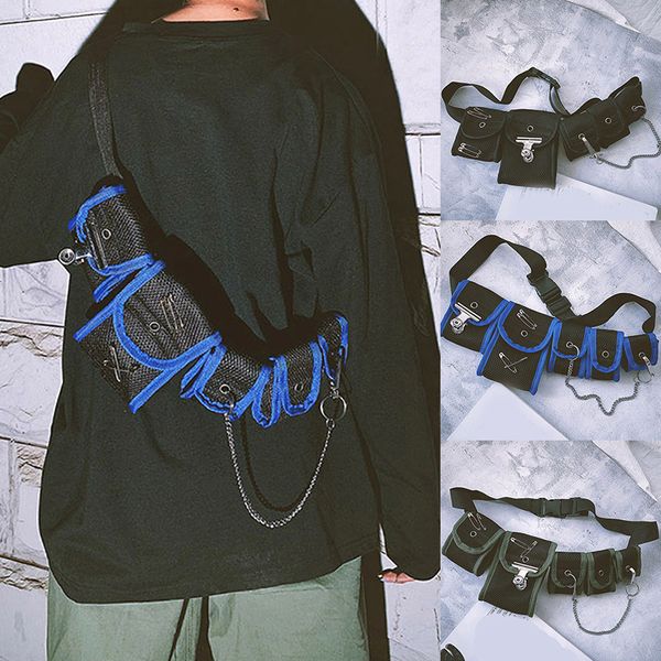 

hip hop chest bag for black fashion streetwear chest rig fanny pack multi-pocket travel phone belt bag pouch waist packs