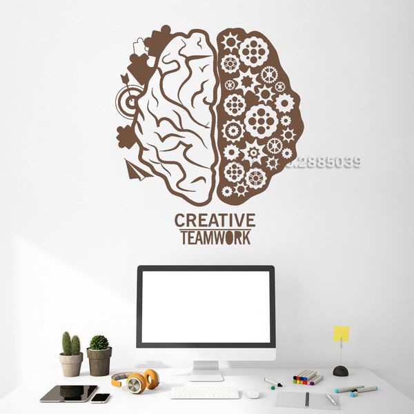 Teamwork Brain Gear Creative Office Decor Wall Stickers Commerce Room Wall Decal Interior Art Wallpapers Diy Handmade Hot Wall Vinyl Wall Vinyl Decal