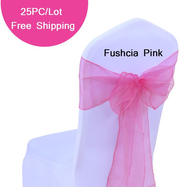 

25pc/lot weddings chair bows crystal organza chair sashes bow tie for wedding banquet decoration 24 colors organza bow sashes