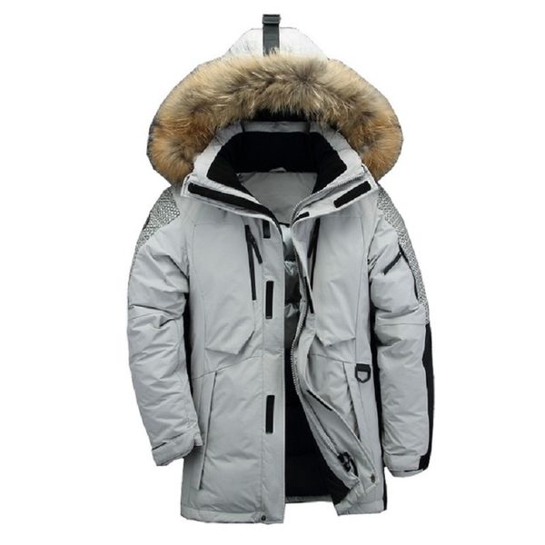 

2018 new arrival russia winter white duck down raccoon fur collar hooded jackets men's warm windproof coat 610, Black