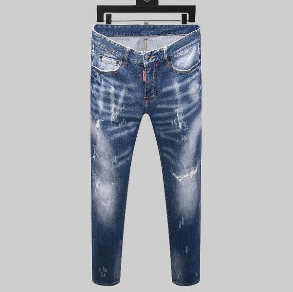 

brand new мужские джинсы проблемные ripped байкер джинсы slim fit мотоцикл байкер денима джинсы 2020 модные дизайнерские брюки # 6548, Blue