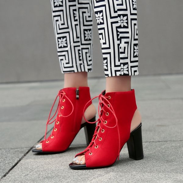 

sarairis 2020 new fashion dropship chunky high heels peep toe summer sandals woman shoes zip up concise shoes women sandals, Black