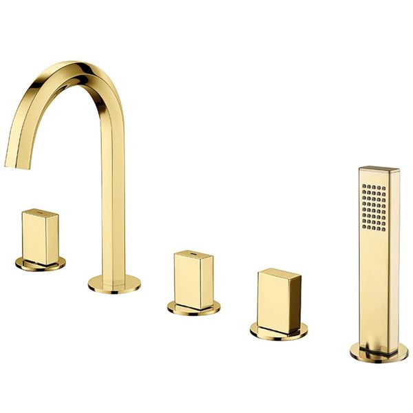 

Rose Gold/Gold/Black Brass Bathroom Shower Faucet Set Bathtub Deck Mounted Hot Cold Water Mixer W/Hand Shower Bath Shower Faucet