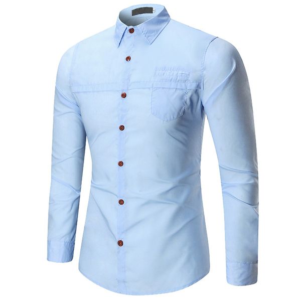 

2019 men spring winter casual solid color long sleeve slim shirt blouse men's shirt camisa masculina camicia uomo, White;black