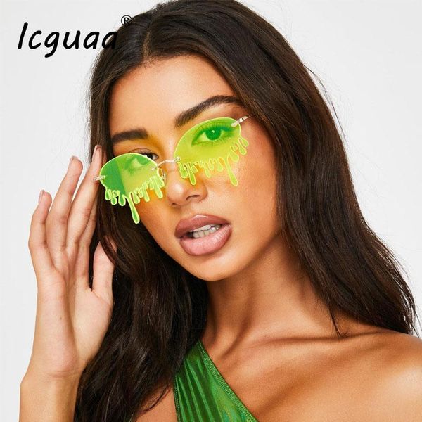 

rimless sunglasses women 2020 fashion unique tears shape sunglasses female dropshipping gafas shades uv400 oculos feminino tyvcw