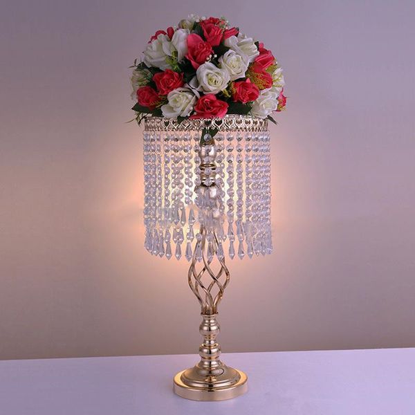 Tall 70cm Wedding Flower Decoration Iron Vase Crystal Cake Stand