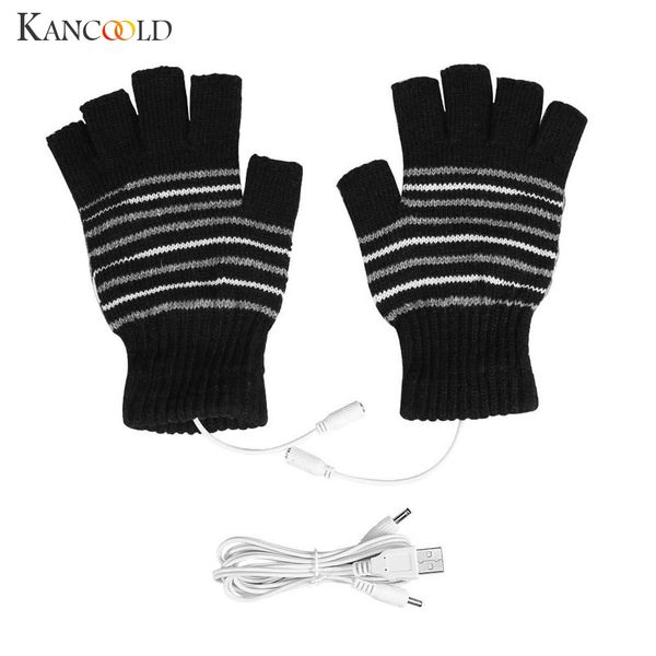 

kancoold gloves usb heating winter hand warm gloves heated fingerless warmer mitten fashion women 2018nov28, Blue;gray