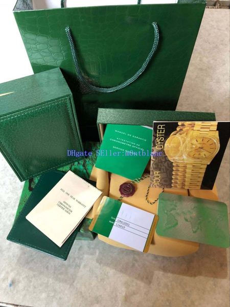 

Luxury watch boxe for rolex brand men watche green original real wood gift box paper fit role watch box watch box ca e ui e authentic