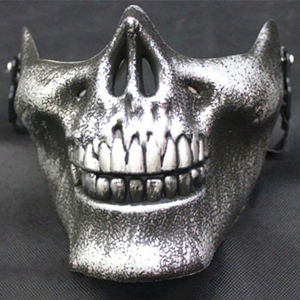 

retro 3d skull skeleton half face protective mask for halloween party cs