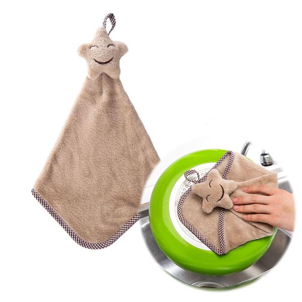

мультфильм пять звезд коралл velvet рук насухо руки ткань dishcloth масло аксессуары очистка dish инструменты кухни