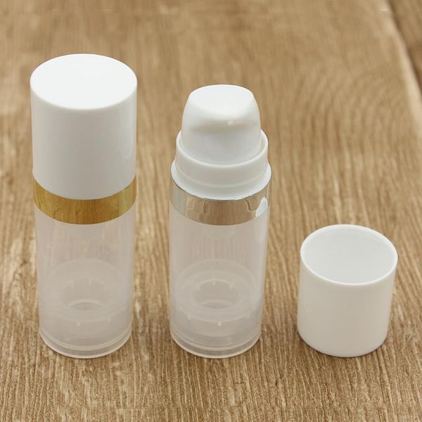 Bottiglie vuote per pompa airless da 10 ml Lozione Flaconi airless trasparenti per cosmetici con confezione cosmetica Silver Gold Line
