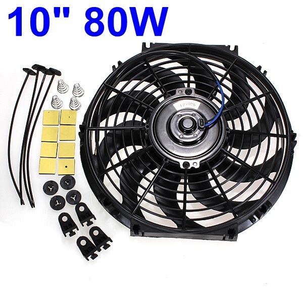 

1set universal 10inch 12v 80w car auto slim reversible electric radiator cooling fan push pull engine fan with mounting kits