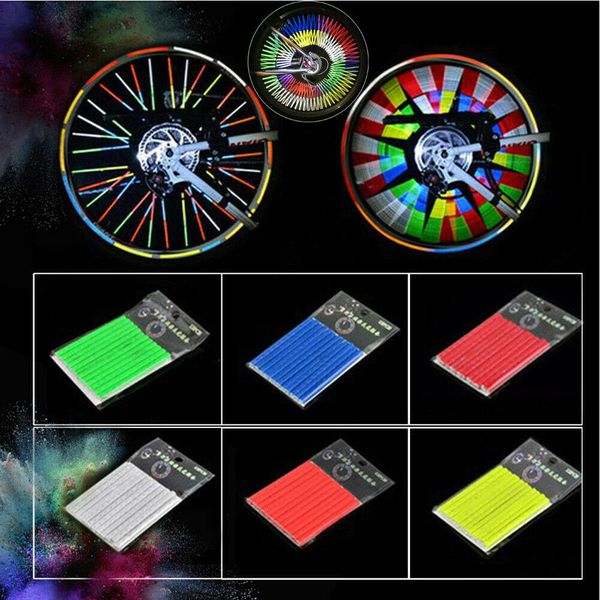

12 pcs/set cycling wheel rim spoke bike mount tube warning light strip safety reflector fashion