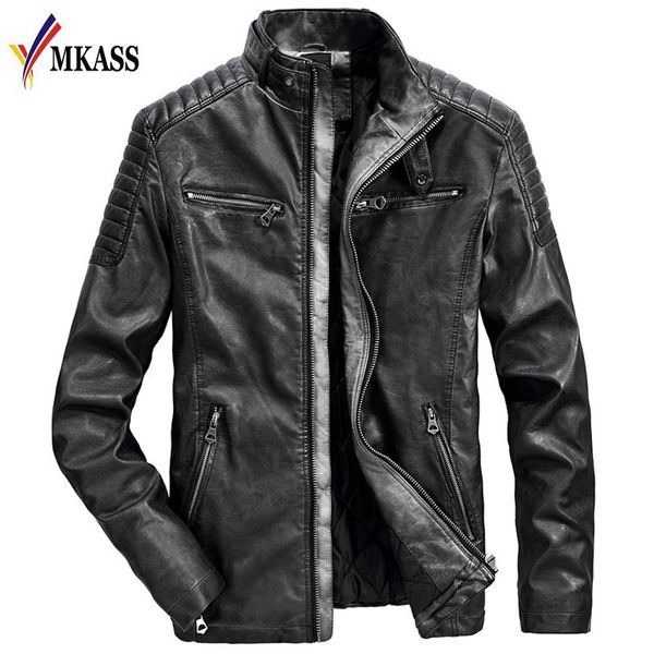 

real genuine leather jacket men for motorcycles vintage brown parka slim male winter warm casual moto biker jacket coat, Black;brown