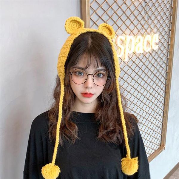 

women's earmuffs winter knit wool crochet earflap winter 2019 warm plush ear muffs cute earmuffs women orejeras de invierno, Blue;gray