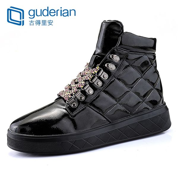 

new leather casual shoes men classic breathable high sneakers shoes men lace up flats walking basket homme chaussure, Black