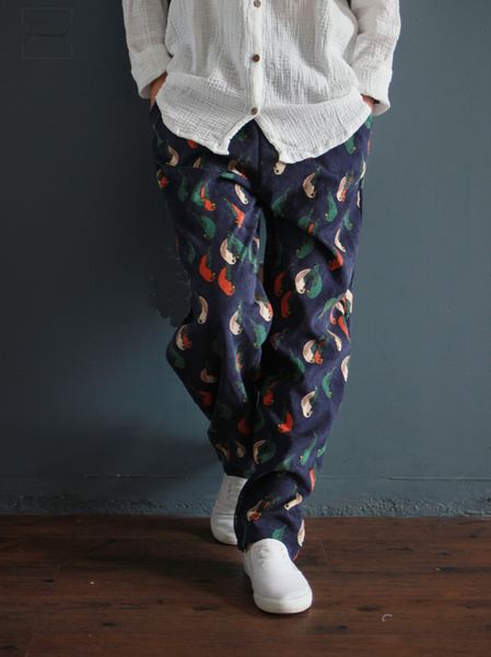 

printed classic pants corduroy casual for women printing loose trousers harem female 2019 spring autumn pants, Black;white