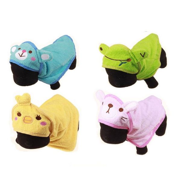 

cartoon hooded dog bath towel pet drying towel puppy cleaning super absorbent bathrobes soft feeling pet supplies 4color 4size