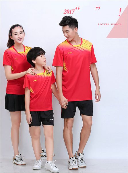 

li ning 7304 quick-drying breathable badminton wear suits short sleeve lapel neck t-shirt shorts running wear table tennis red, White;yellow