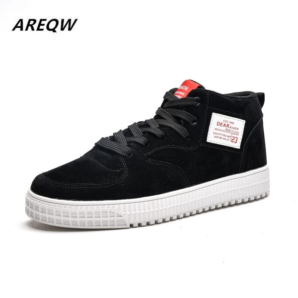 

2019 new solid color high gang wind fashion men's sports shoes pu upper trend men's shoes flat comfortable, Black