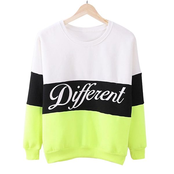 

new fashion women color blocking letter printing pullover long sleeve sweater