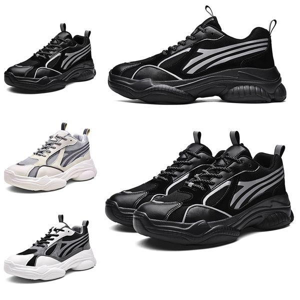 

wholsale women mens running shoes 3m reflective black white grey sports trainers designer sneakers homemade brand made in china, White;red