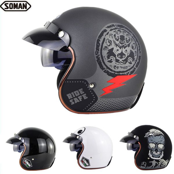 

зоман summer open face helmet винтаж прохладный печатный dot половина лица каско de мото скутер моторад шлем ретро шлем мотоцикла