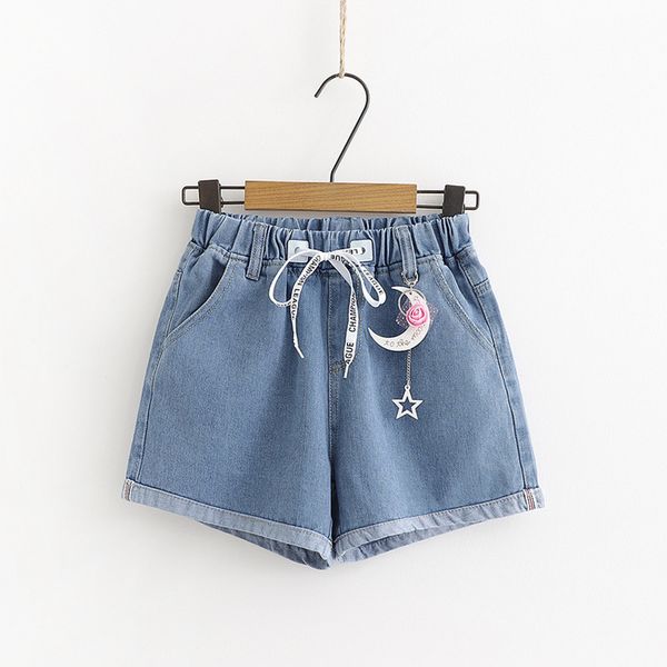 

women's denim shorts classic vintage high waist blue wide leg female caual summer ladies shorts jeans for women