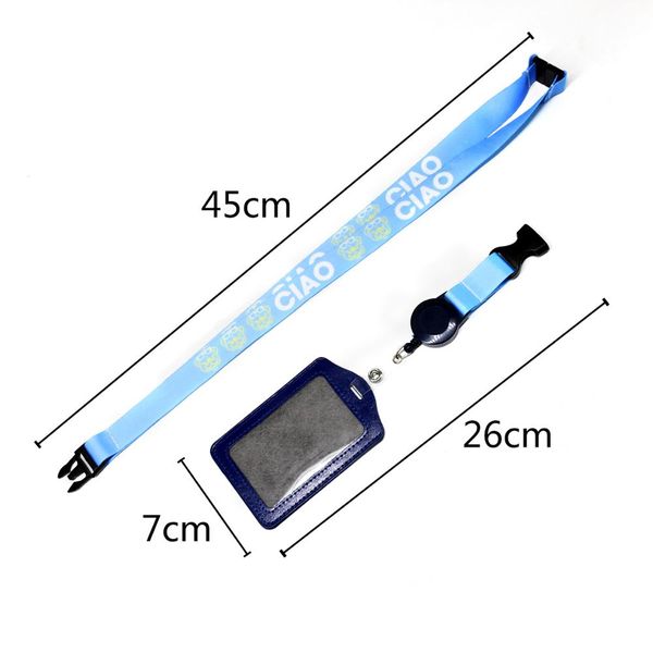 

student high-grade pu card holder with strap staff identification card neck strap with lanyard badge neck strap bus id holders