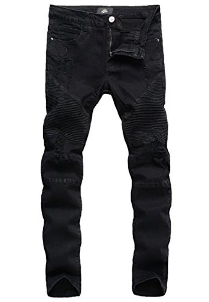 

zlz slim fit biker jeans, men's super comfy stretch skinny biker denim jeans pants, Blue