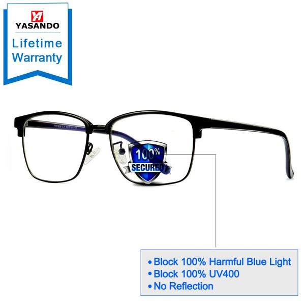 

yasando blue light filter computer glasses for anti eye eyestrain tr90 frame upgrade for man/women 1821, White;black