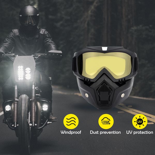 

motorcycling goggles uva400 protection winter skiing goggle riding skating sports goggle with detachable mask