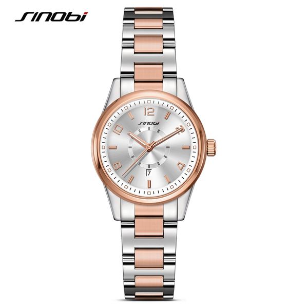 

sinobi women wrist watch quartz ladies bracelet watches female clock watches 2019 #8126, Slivery;brown