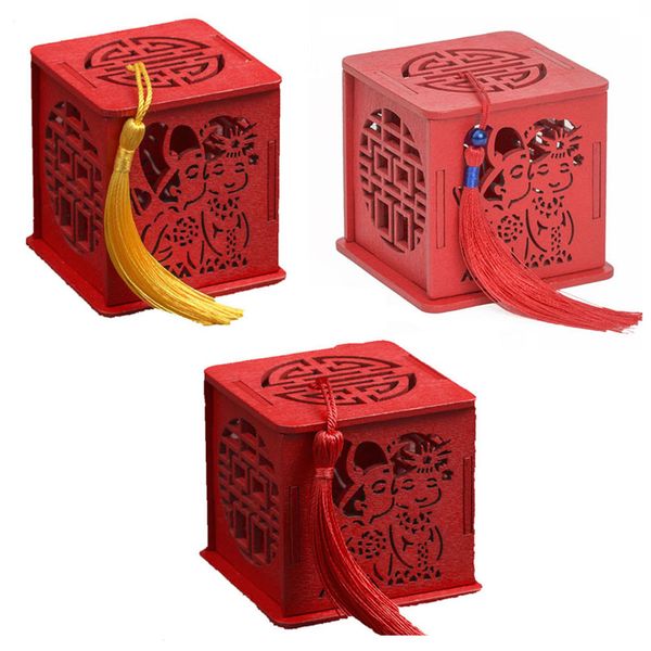 

3pcs candy boxes creative wooden tassel chinese style hollow out bonbonniere favor boxes sweet box for wedding party engagement